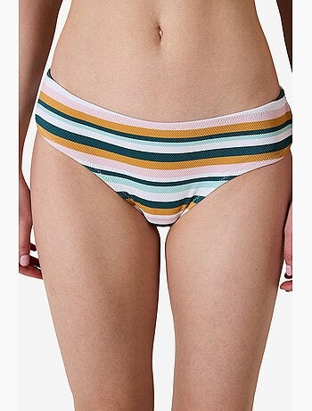 Shona hipster slip bikini testurizzato a righe penti