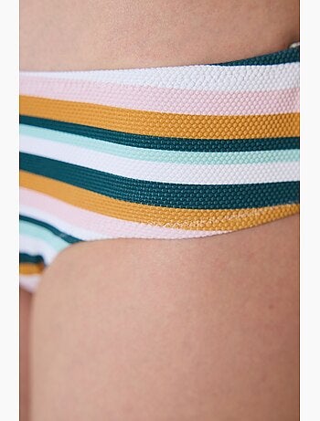 Shona hipster slip bikini testurizzato a righe penti