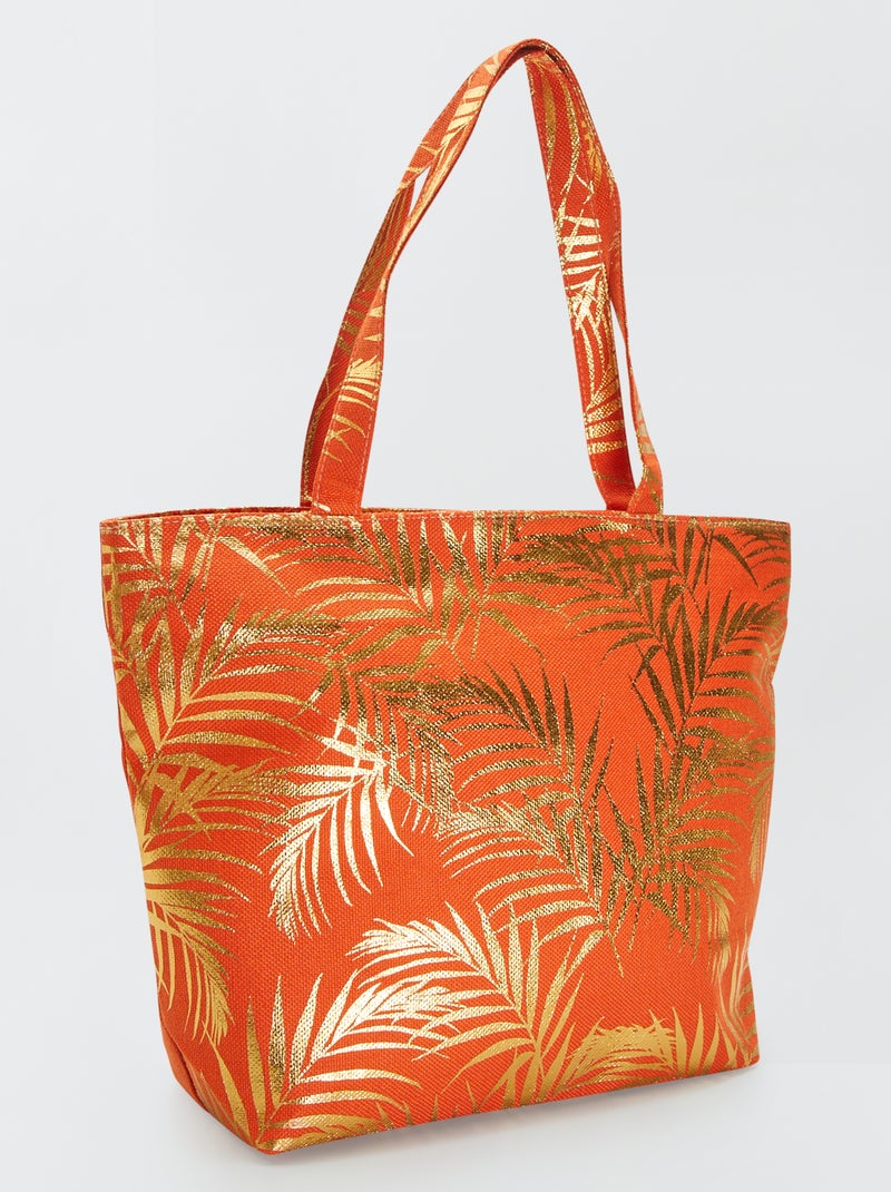 Shopping bag con motivi metallizzati ARANCIONE - Kiabi
