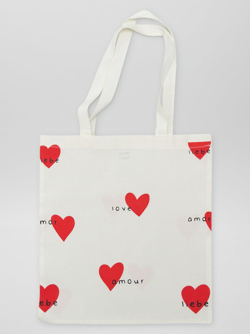 Shopping bag con stampa 'cuori' BIANCO - Kiabi