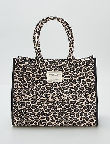 Shopping bag con stampa 'leopardo'