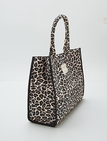 Shopping bag con stampa 'leopardo'