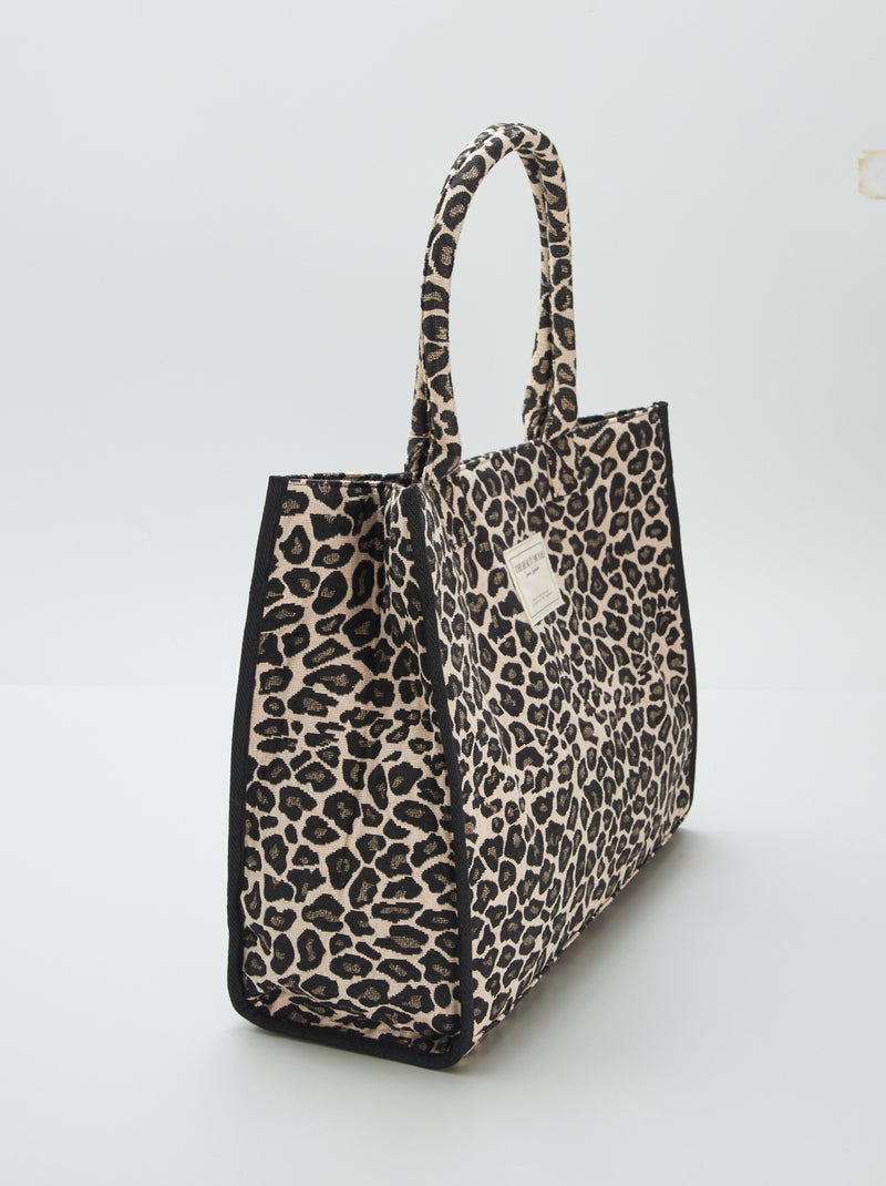 Shopping bag con stampa 'leopardo' MARRONE - Kiabi