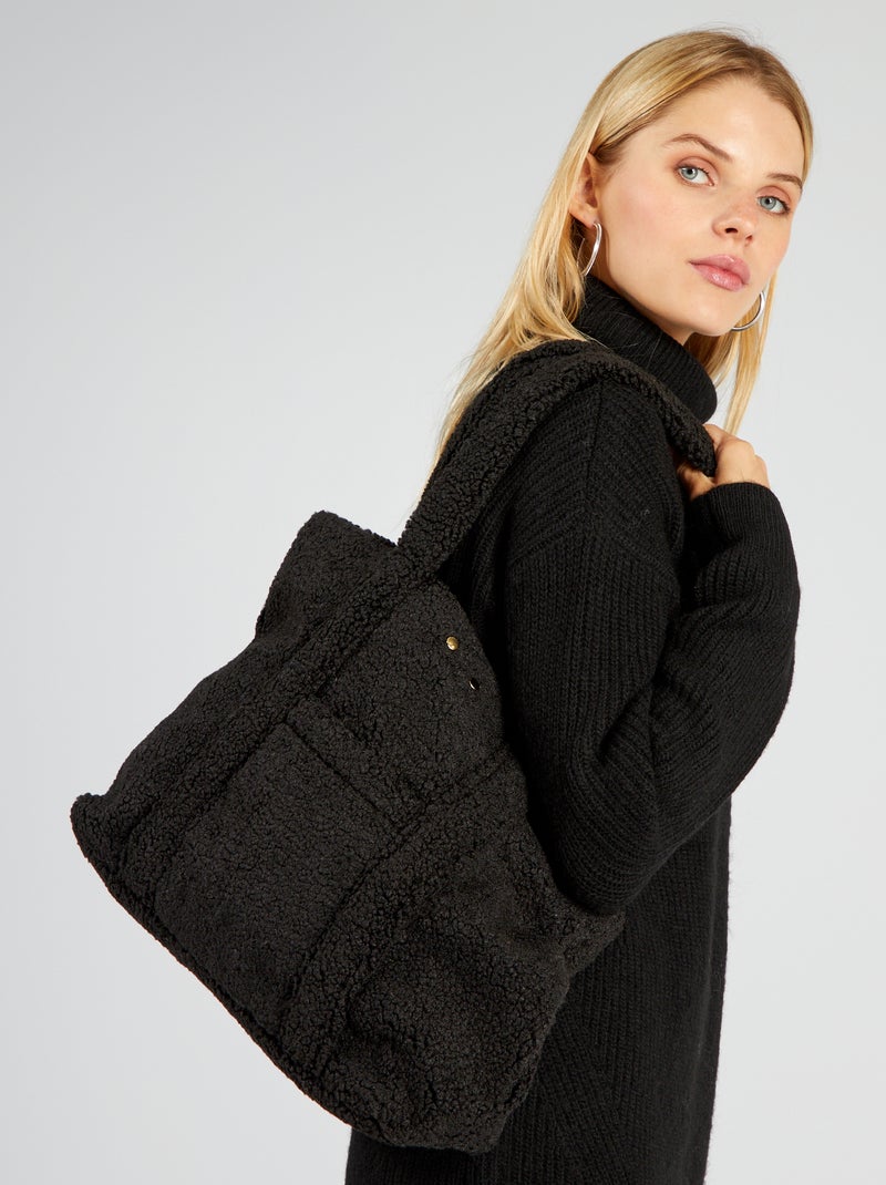 Shopping bag effetto montone NERO - Kiabi