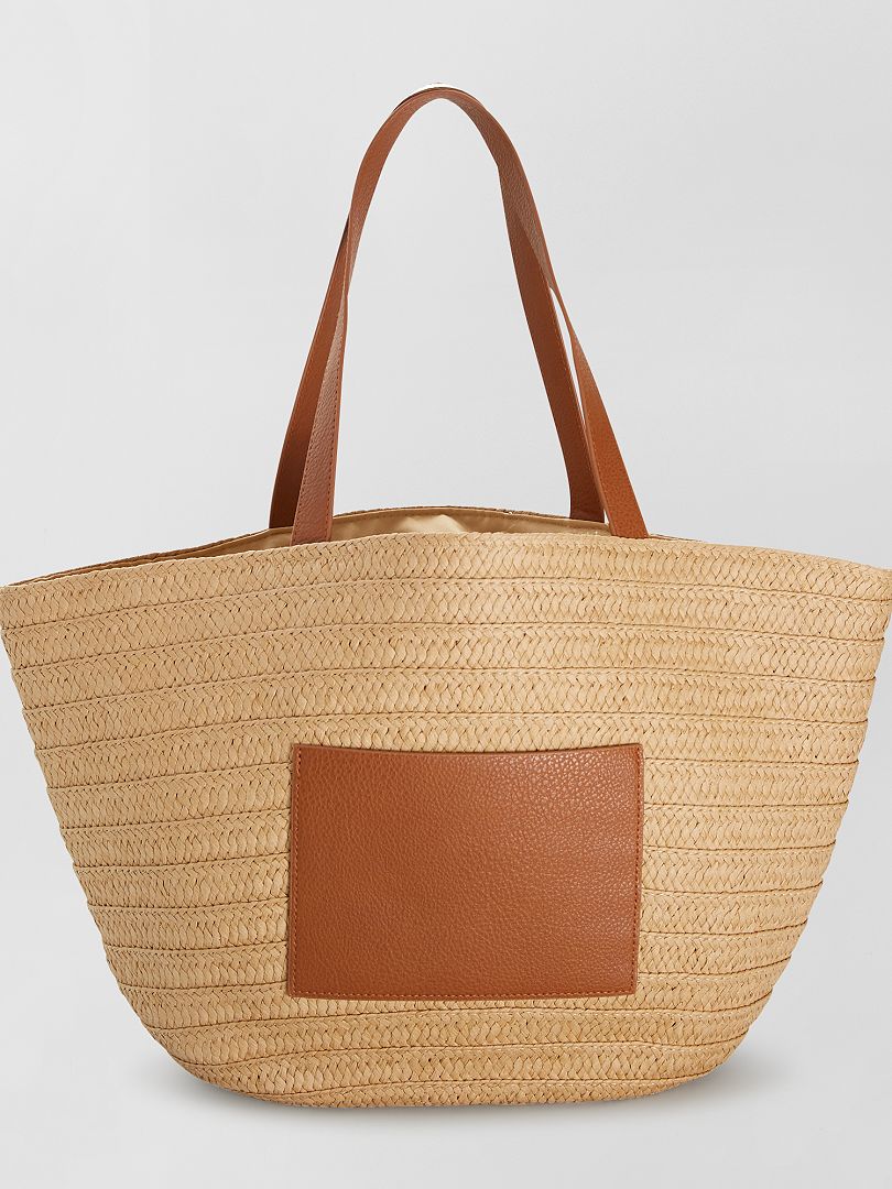 Shopping bag in rafia BEIGE - Kiabi