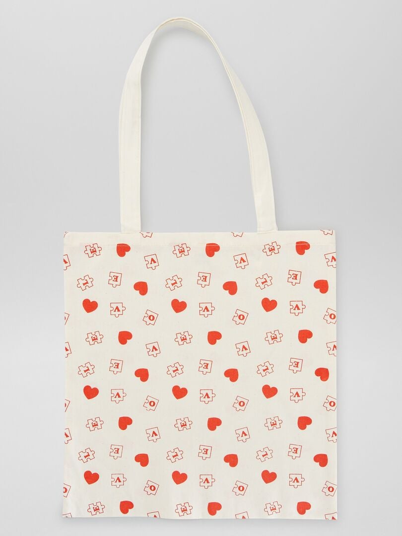 Shopping bag in tela 'Love' BEIGE - Kiabi