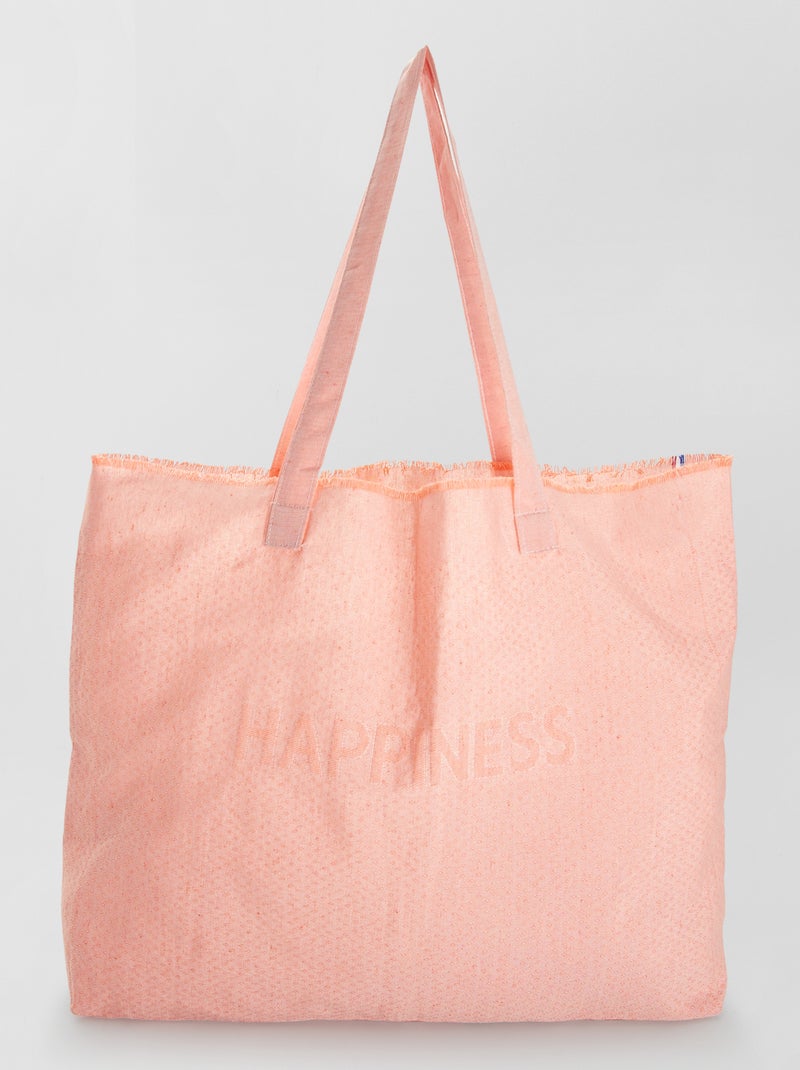 Shopping bag 'Les Tissages de Charlieu' salmone - Kiabi