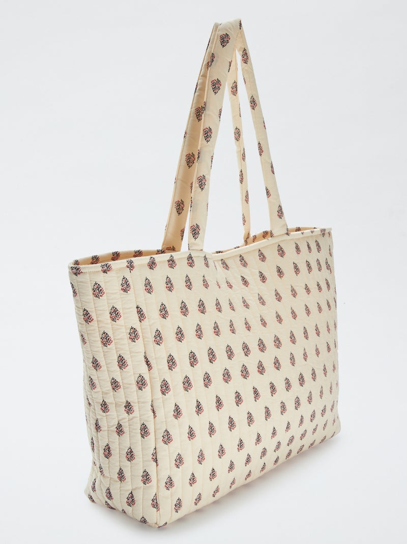 Shopping bag trapuntata con stampa BIANCO - Kiabi