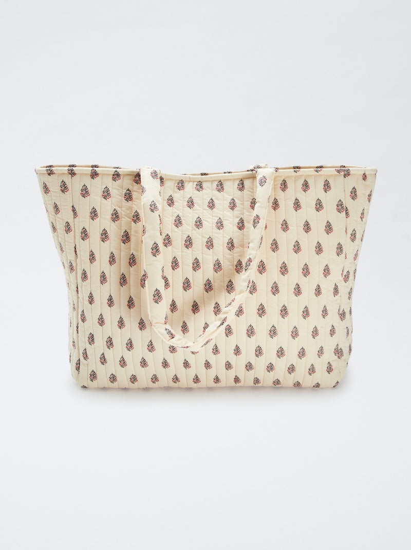 Shopping bag trapuntata con stampa BIANCO - Kiabi