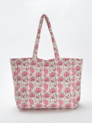 Shopping bag trapuntata con stampa