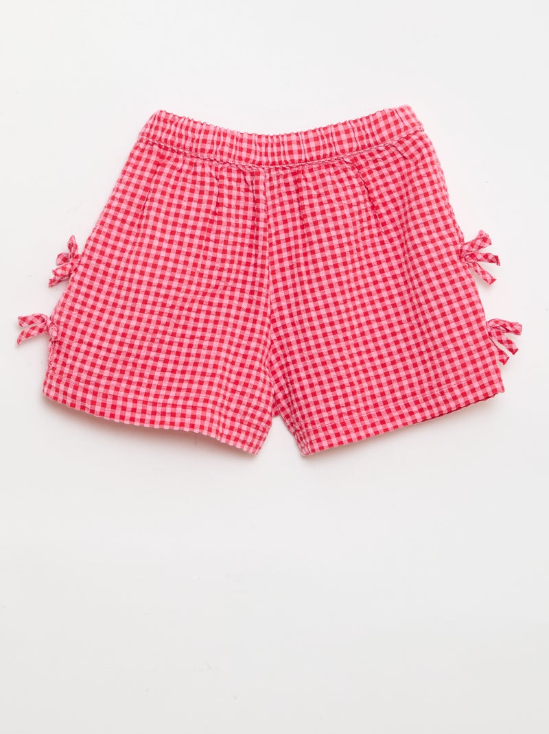 Short a quadri con fiocchi fantasia Rosa - Kiabi