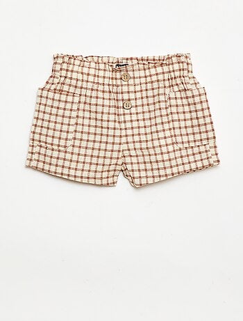 Short a quadri in cotone e lino