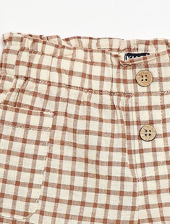 Short a quadri in cotone e lino
