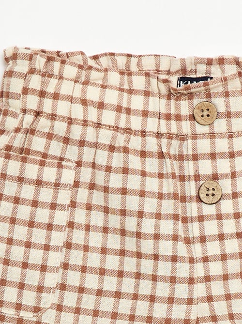 Short a quadri in cotone e lino - Kiabi