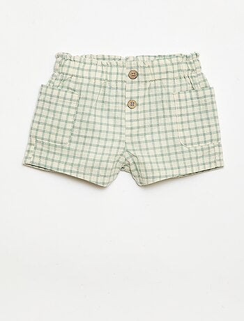 Short a quadri in cotone e lino
