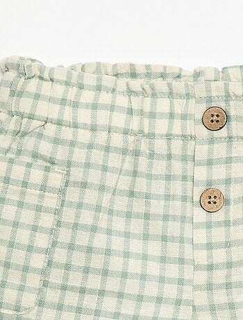 Short a quadri in cotone e lino