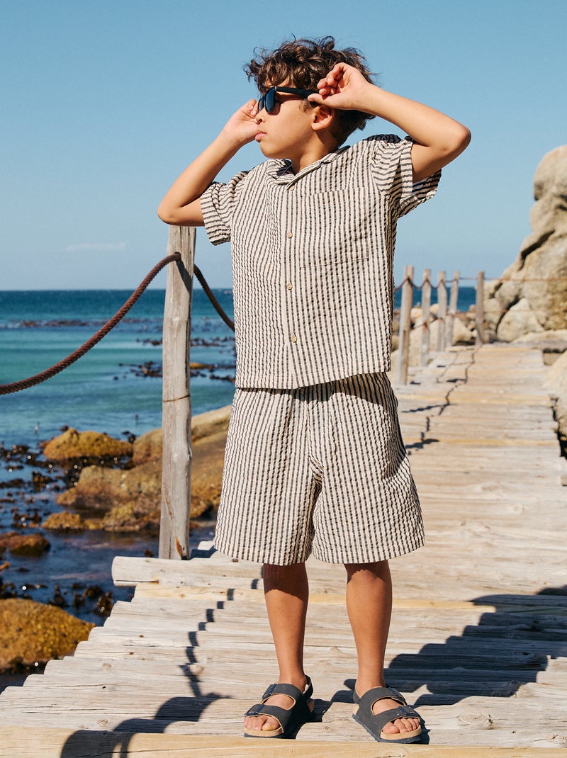 Short a righe con coulisse Beige - Kiabi