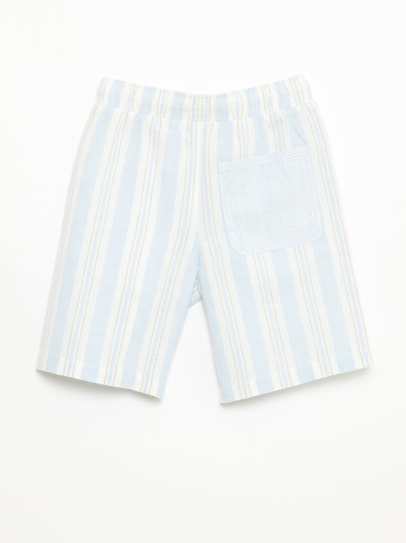 Short a righe con elastico in vita in lino e cotone Blu - Kiabi
