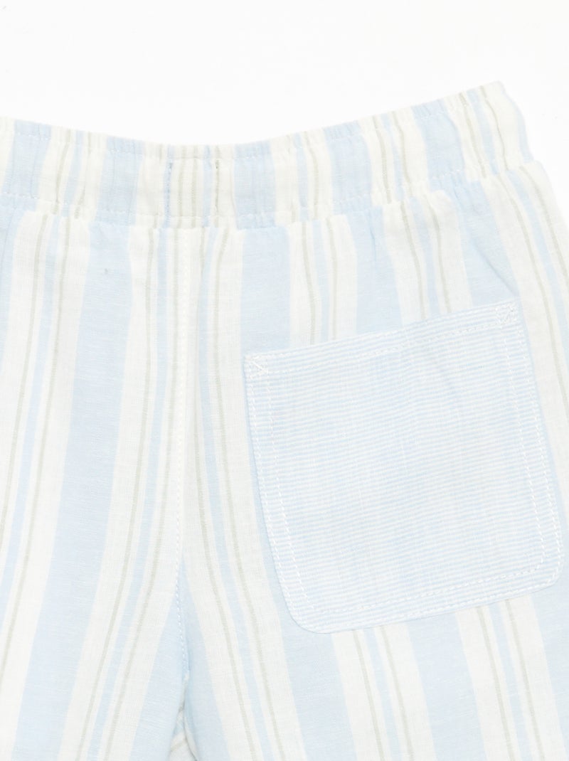 Short a righe con elastico in vita in lino e cotone Blu - Kiabi