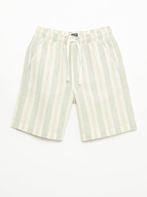 Short a righe con elastico in vita in lino e cotone - Kiabi