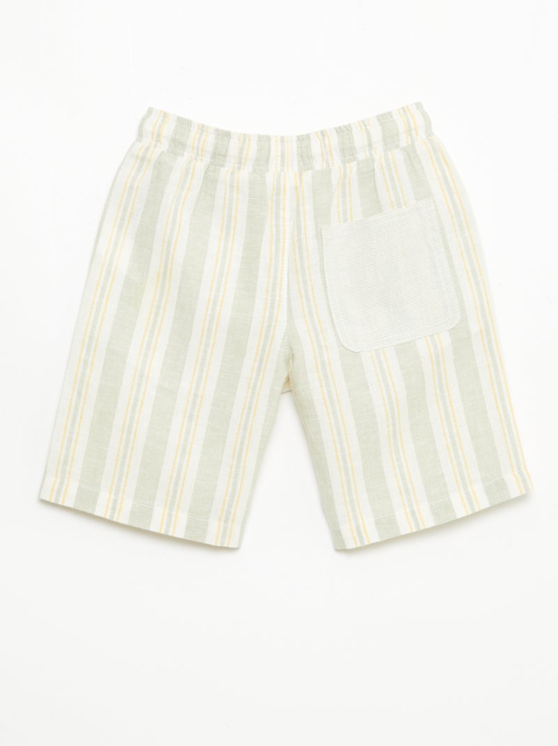 Short a righe con elastico in vita in lino e cotone Verde - Kiabi