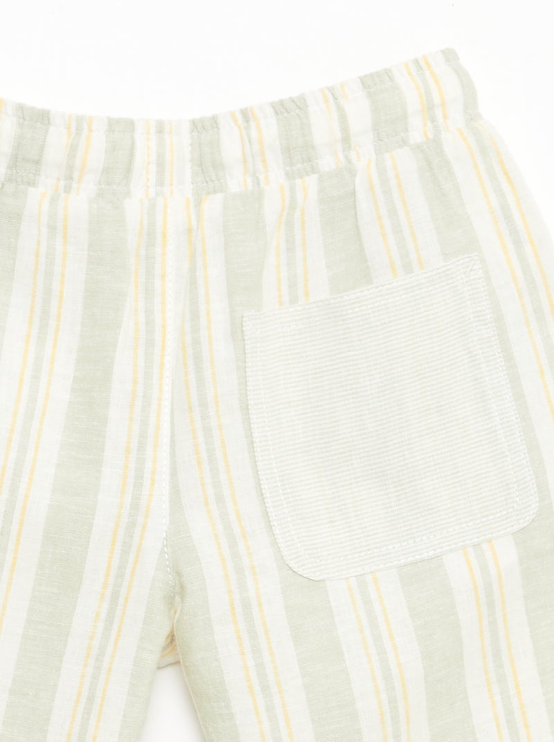Short a righe con elastico in vita in lino e cotone Verde - Kiabi