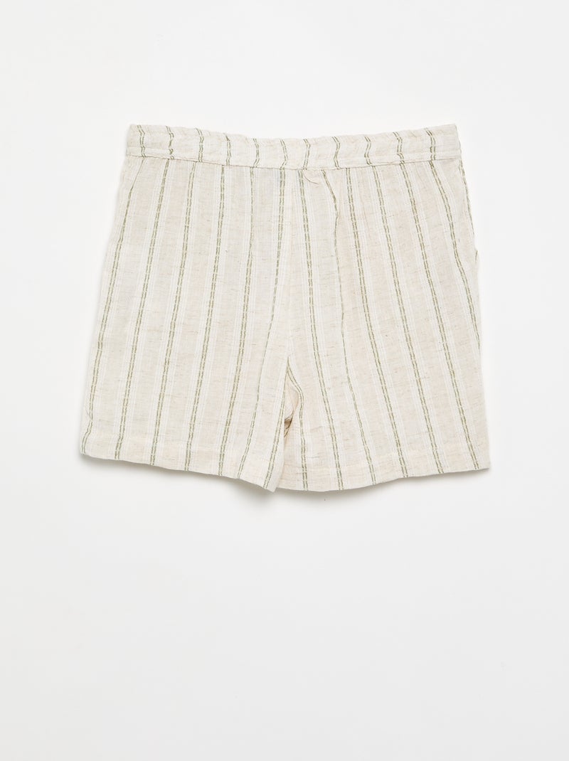 Short a righe in misto lino Beige - Kiabi