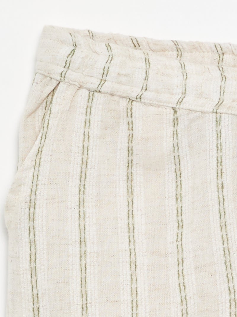 Short a righe in misto lino Beige - Kiabi