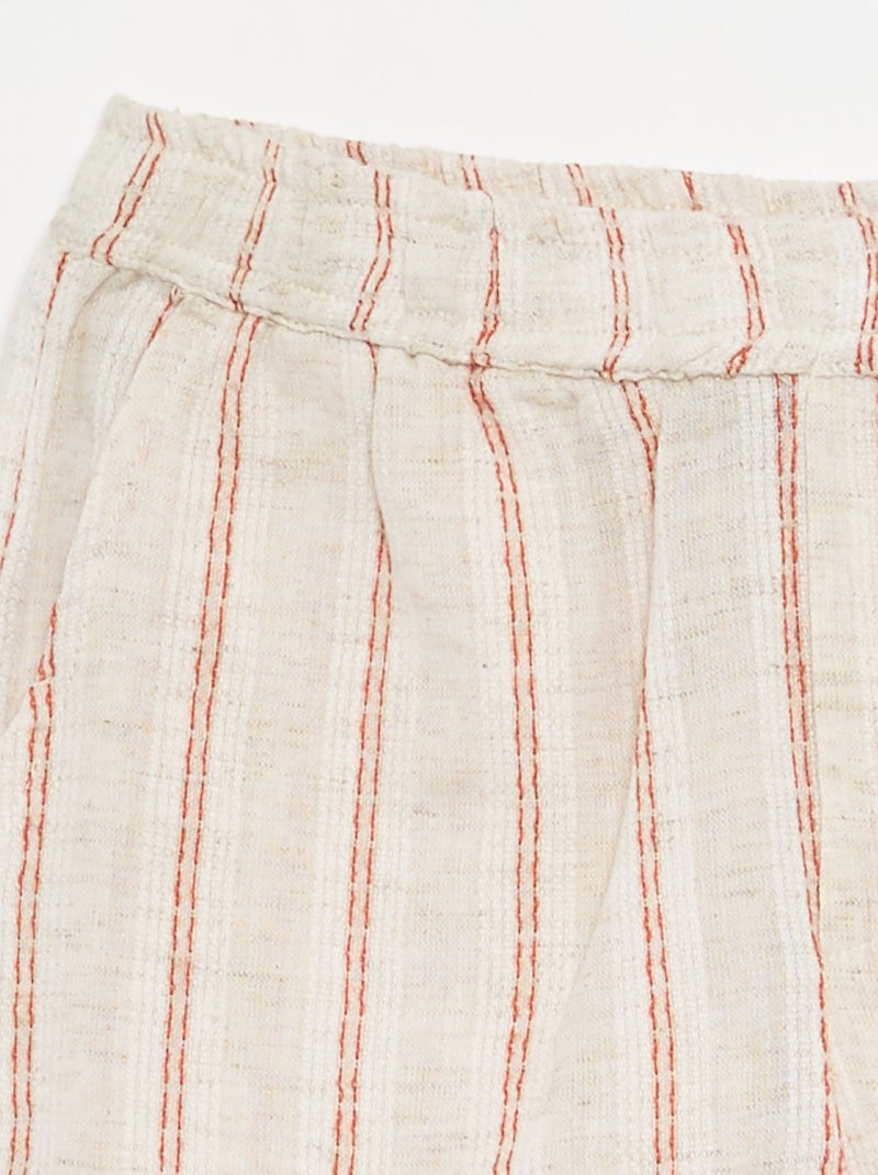 Short a righe in misto lino Beige - Kiabi