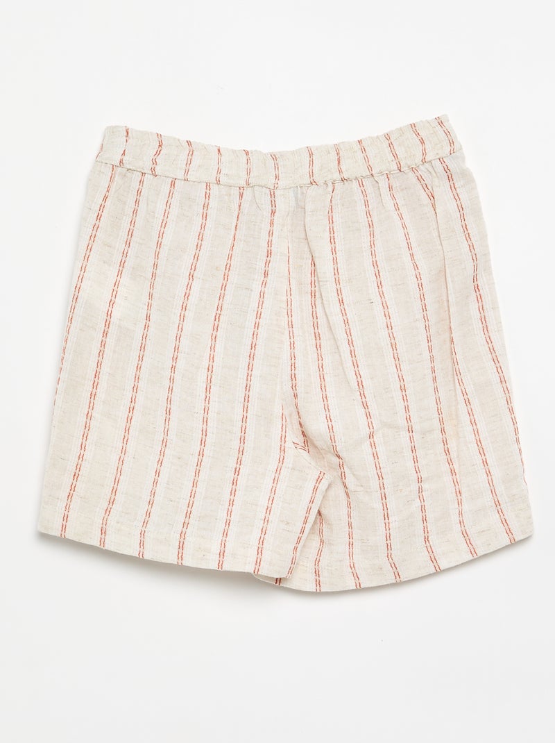 Short a righe in misto lino Beige - Kiabi