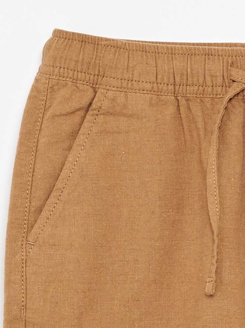 Short a righe leggero in misto lino Beige - Kiabi