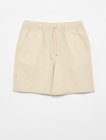 Short a righe leggero in misto lino