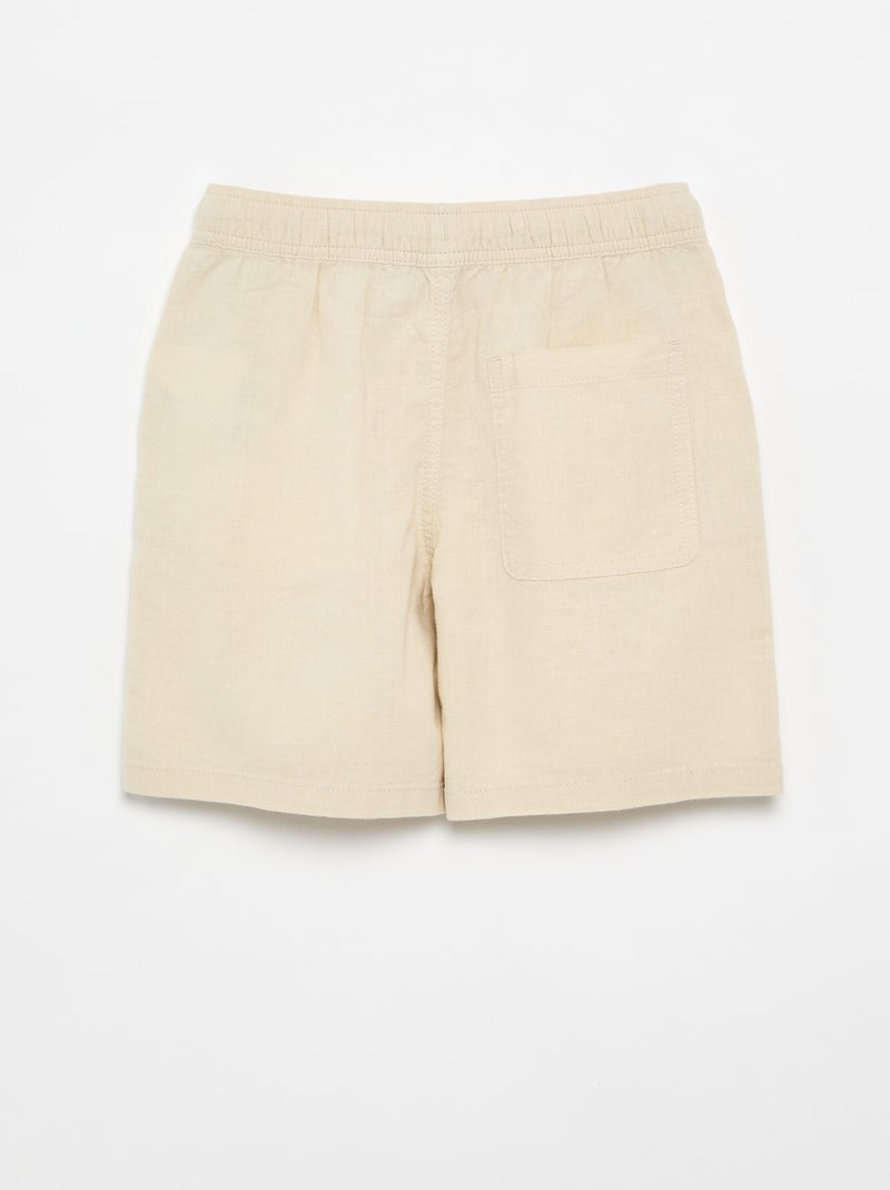 Short a righe leggero in misto lino Beige - Kiabi