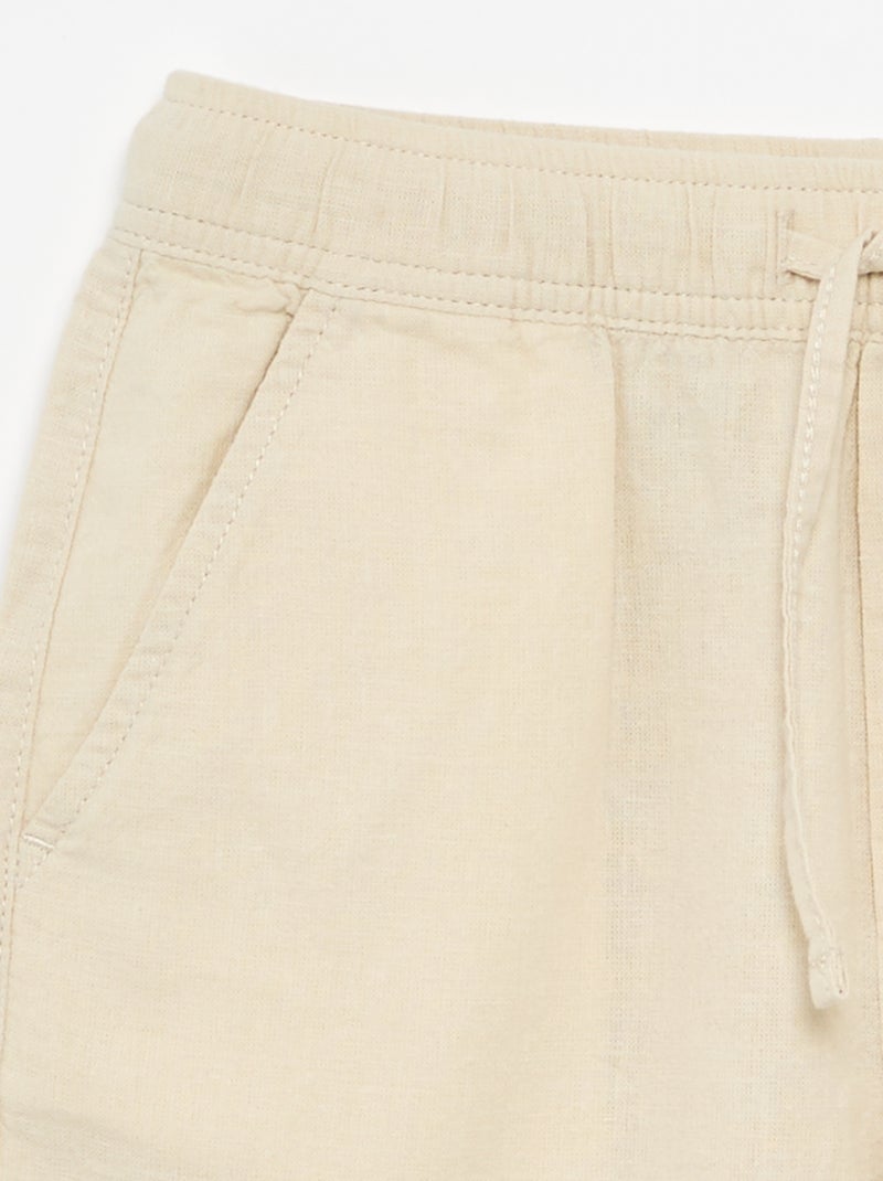 Short a righe leggero in misto lino Beige - Kiabi