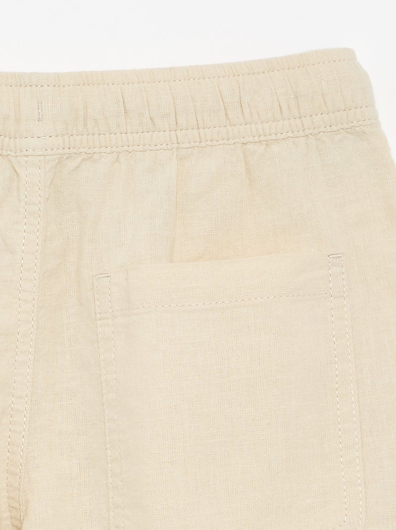 Short a righe leggero in misto lino Beige - Kiabi