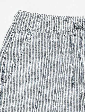 Short a righe leggero in misto lino