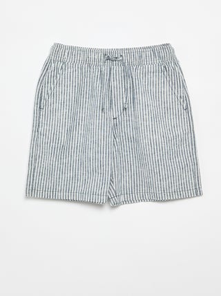 Short a righe leggero in misto lino