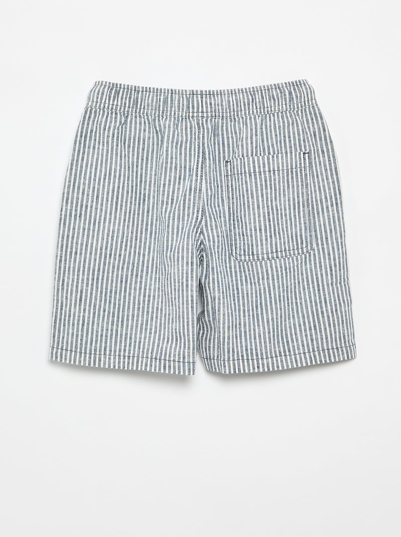 Short a righe leggero in misto lino Blu - Kiabi