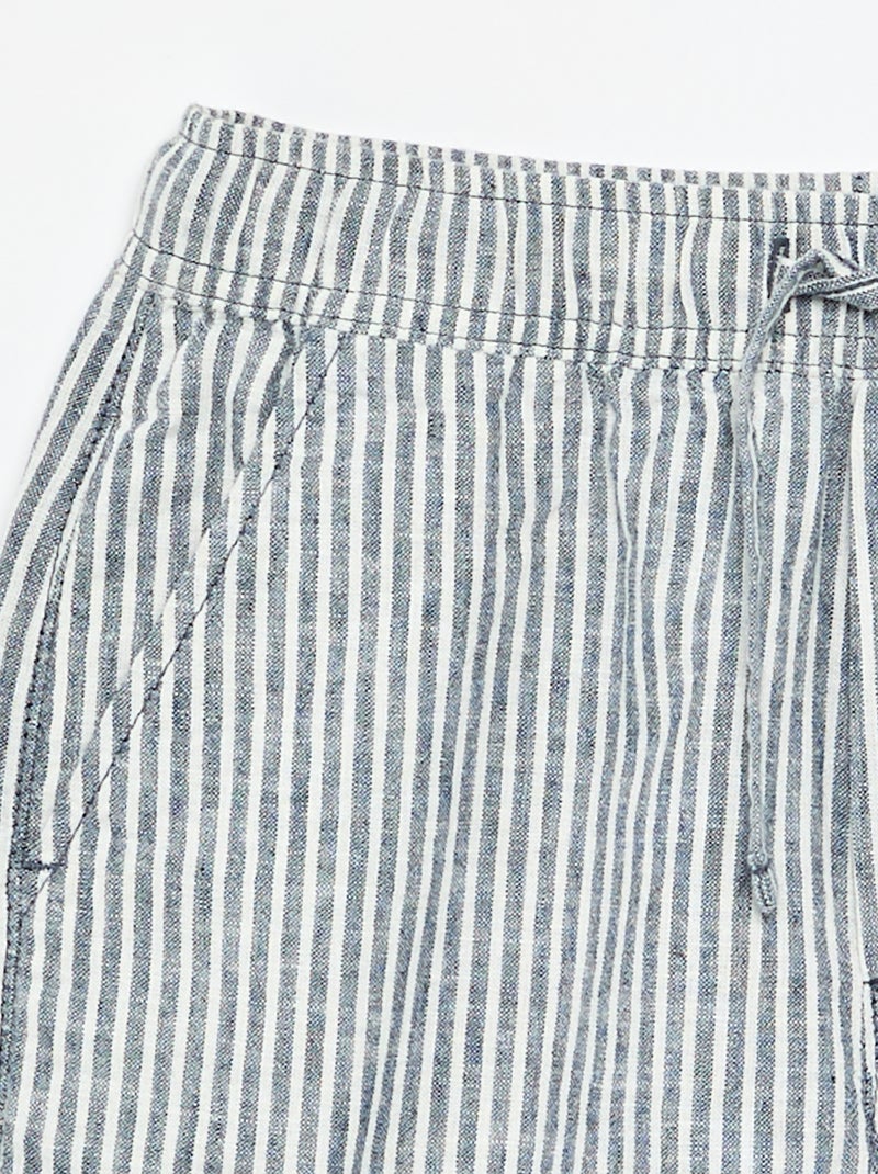 Short a righe leggero in misto lino Blu - Kiabi