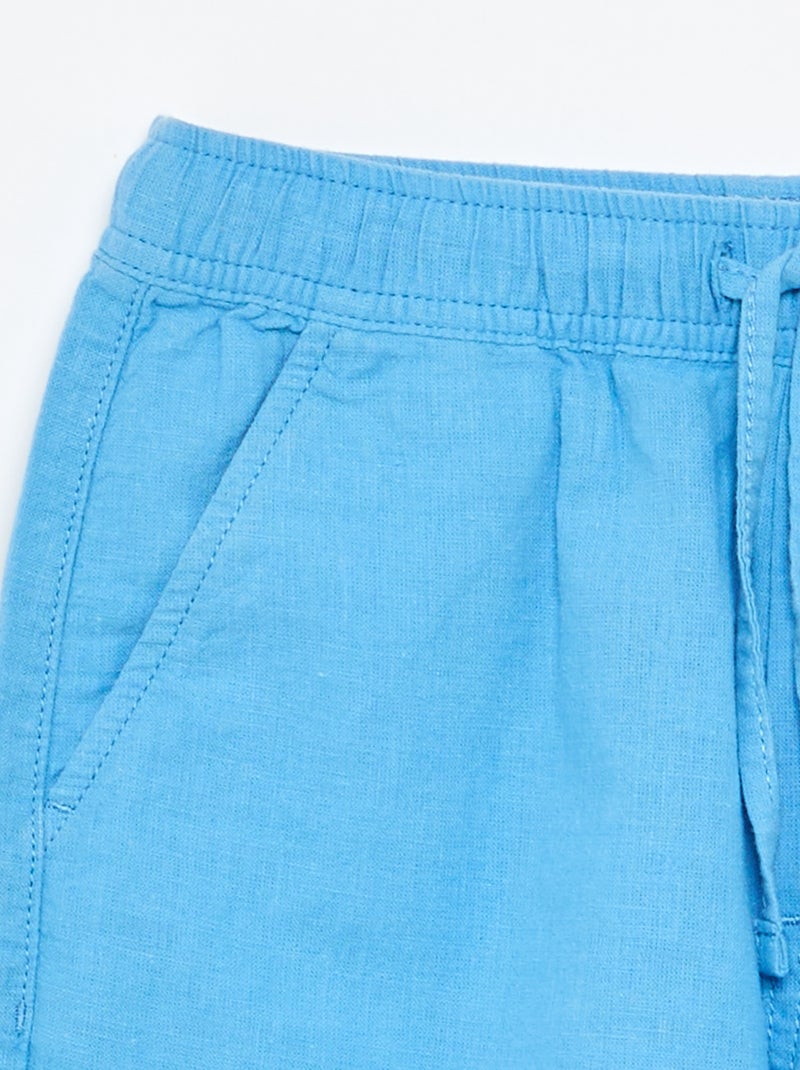Short a righe leggero in misto lino Blu - Kiabi