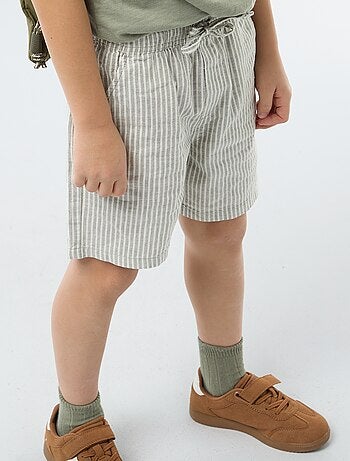 Short a righe leggero in misto lino