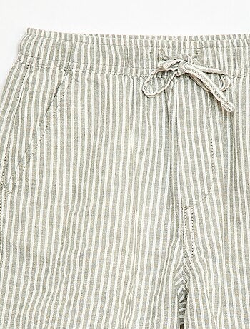 Short a righe leggero in misto lino