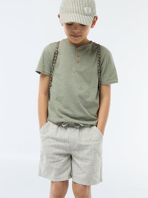 Short a righe leggero in misto lino - Kiabi