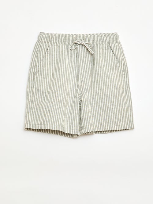 Short a righe leggero in misto lino - Kiabi