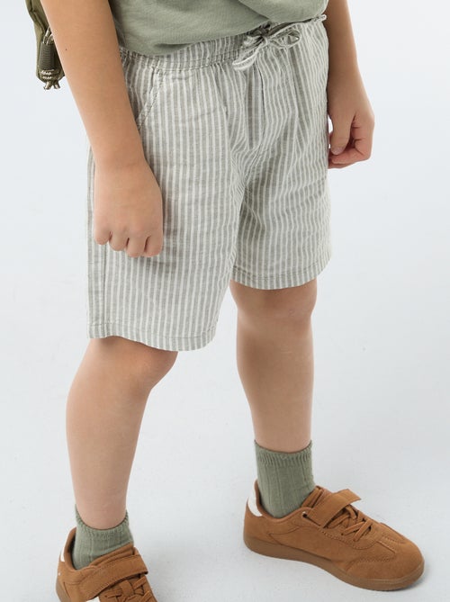 Short a righe leggero in misto lino - Kiabi