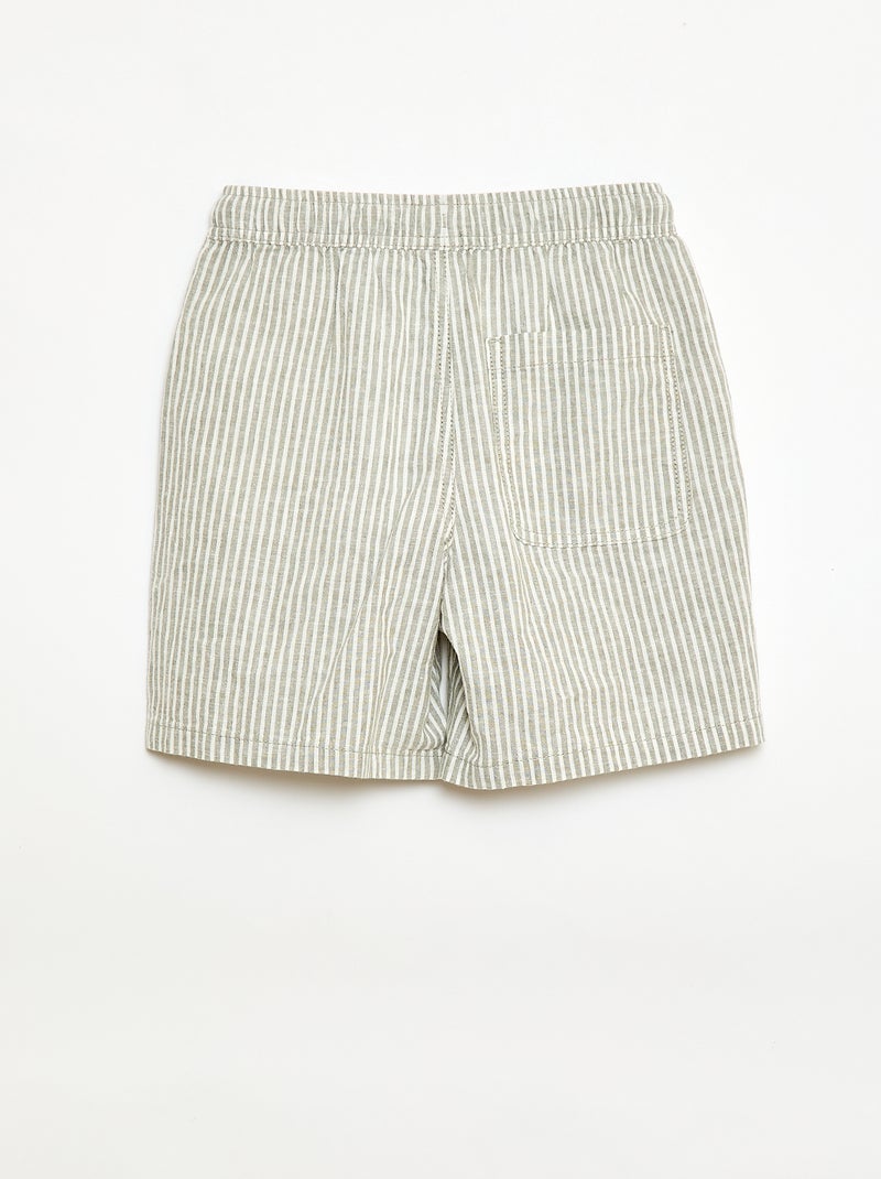 Short a righe leggero in misto lino Kaki - Kiabi