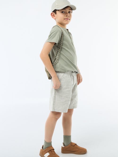 Short a righe leggero in misto lino - Kiabi