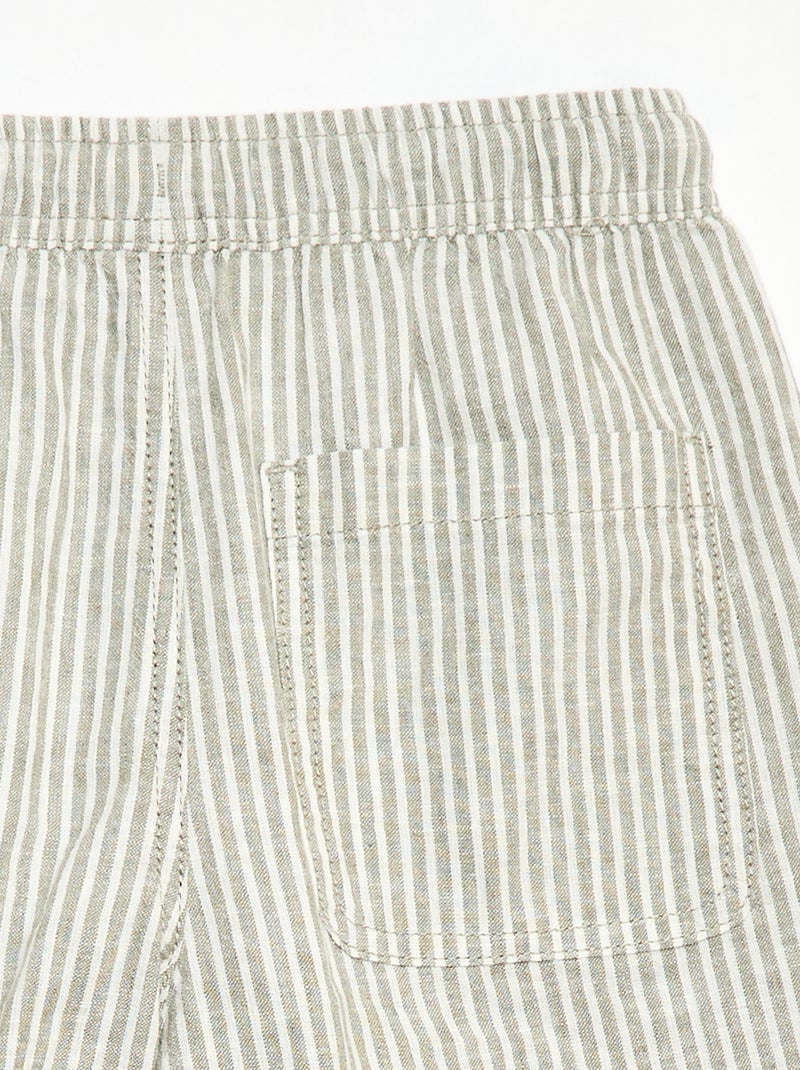 Short a righe leggero in misto lino Kaki - Kiabi