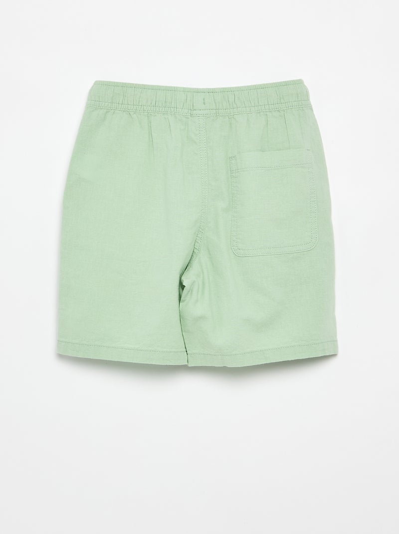 Short a righe leggero in misto lino Verde - Kiabi
