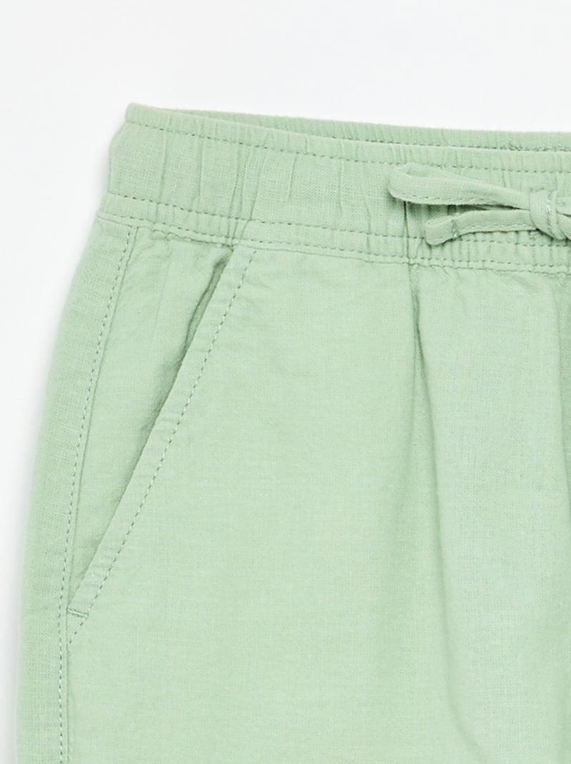 Short a righe leggero in misto lino Verde - Kiabi